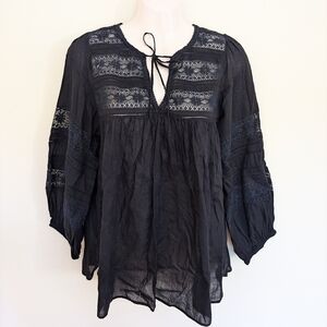 Velvet By Graham & Spencer Black Boho Top XS